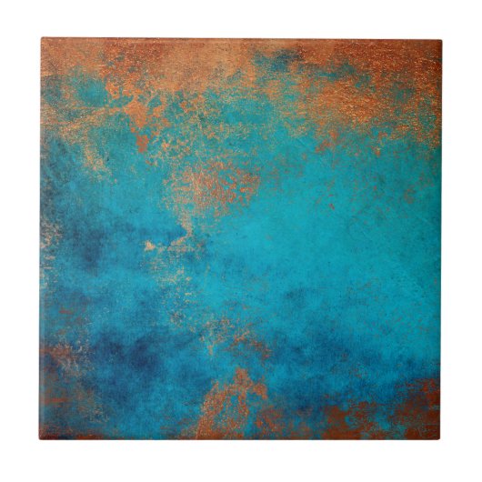 Boho Copper Blue Rustic Tegeltje (Voorkant)