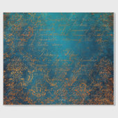 Boho Copper Blue Script Handwrite Grunge Cadeaupapier (Vlak)