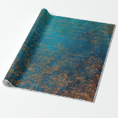 Boho Copper Blue Script Handwrite Grunge Cadeaupapier (Uitgerold)