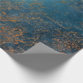 Boho Copper Blue Script Handwrite Grunge Cadeaupapier (Hoek)