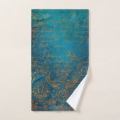 Boho Copper Blue Script Handwrite Grunge Handdoek (Handdoek)