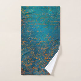 Boho Copper Blue Script Handwrite Grunge Handdoek