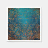 Boho Copper Blue Script Handwrite Grunge Servet (Voorkant)