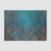 Boho Copper Blue Script Handwrite Grunge Tissuepapier (Voorkant)