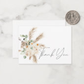 Boho Copper Eucalyptus Pampas Floral Dank u Notitiekaartje (Voorkant / Achterkant in situ)