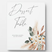 Boho Copper Pampas & Beige Bloemen Dessert Tafel Fotoplaat (Voorkant)