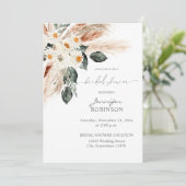 Boho Copper Pampas & Beige Floral 3 Vrijgezellenfe Kaart (Staand voorkant)