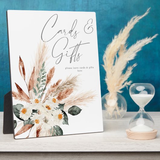 Boho Copper Pampas & Beige Floral Cards Gifts 2 Fotoplaat (Zijkant)