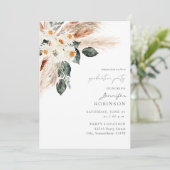 Boho Copper Pampas & Beige Floral Gradual Party Kaart (Staand voorkant)