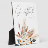 Boho Copper Pampas & Beige Floral Guestbook Plaque Fotoplaat (Zijkant)