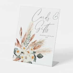 Boho Copper Pampas & Beige Floral Kaarten & Gifts Reclamebord Met Voetstuk