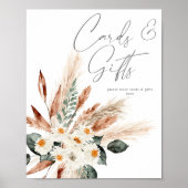 Boho Copper Pampas Beige Floral Kaarten & Gifts Si Poster (Voorkant)