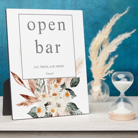 Boho Copper Pampas & Beige Floral Open Bar 1 Fotoplaat (Zijkant)