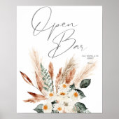 Boho Copper Pampas & Beige Floral Open Bar 2 Poster (Voorkant)