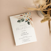 Boho Copper Pampas Beige Floral Rehearsal Dinner 2 Kaart