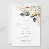 Boho Copper Pampas Beige Floral Rehearsal Dinner 2 Kaart (Voorkant)
