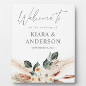 Boho Copper Pampas & Beige Floral Welcome Plaque Fotoplaat (Voorkant)
