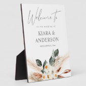 Boho Copper Pampas & Beige Floral Welcome Plaque Fotoplaat (Zijkant)