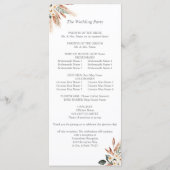 Boho Copper Pampas Floral Ceremony Programme Programmakaart (Achterkant)