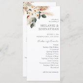 Boho Copper Pampas Floral Ceremony Programme Programmakaart (Voorkant / Achterkant)