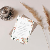 Boho Copper & Pampas & Floral Save the Date Kaart