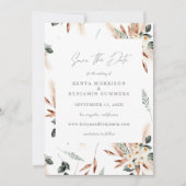 Boho Copper & Pampas & Floral Save the Date Kaart (Voorkant)