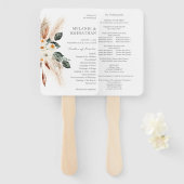 Boho Copper Pampas Floral Wedding Ceremony Program Handwaaier (Voorkant en achterkant)