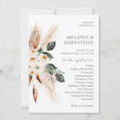 Boho Copper Pampas Floral Wedding Ceremony Program Kaart (Voorkant)
