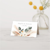 Boho Copper Pampas Grass & Beige Bloemen - Wit Plaatskaartje (Achterkant)