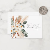 Boho Copper Pampas Grass Bloemen Dank u Opmerking  Notitiekaartje (Voorkant / Achterkant in situ)