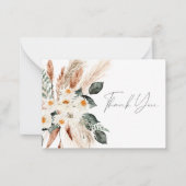 Boho Copper Pampas Grass Bloemen Dank u Opmerking  Notitiekaartje (Voorkant)