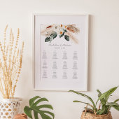 Boho Copper Pampas Grass Floral Seating Chart -12 Poster