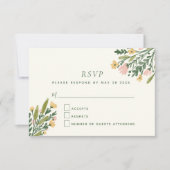 Boho Coquette Bloemen Waterverf bruiloft RSVP Kaartje (Voorkant)