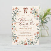Boho Coquette Boog Wilde Bloem Proefbruiloftsdiner Kaart (Staand voorkant)