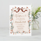 Boho Coquette Bow Wildflower Baby shower Kaart (Staand voorkant)