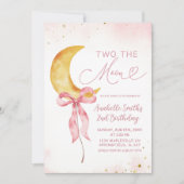 Boho Coquette Moon Roze Boho Meisje 2e Verjaardag Kaart (Voorkant)