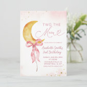 Boho Coquette Moon Roze Boho Meisje 2e Verjaardag Kaart (Staand voorkant)