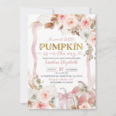 Boho Coquette Roze Pompoen Baby shower Kaart (Voorkant)