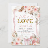 Boho Coquette Roze Pompoen Bruiloft Feest Kaart (Voorkant)