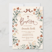 Boho Coquette Wildflower doop Kaart (Voorkant)