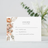 Boho Coral and Peach Dry Flower Wedding RSVP Card (Staand voorkant)