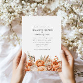 Boho Coral en Perzik Droge Bloemen Wedding Uitnodi Kaart