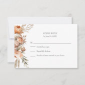 Boho Coral en perzik Dry Flower Wedding RSVP Kaart (Voorkant)