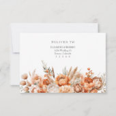 Boho Coral en perzik Dry Flower Wedding RSVP Kaart (Achterkant)