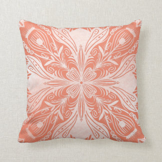 Boho Coral en White Mandala Sierkussen