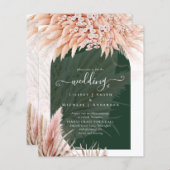 Boho Coral Pampas Grass Green Wedding (Voorkant / Achterkant)