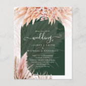 Boho Coral Pampas Grass Green Wedding (Voorkant)