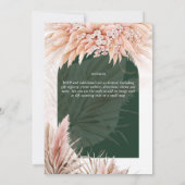 Boho Coral Pampas Grass Green Wedding Kaart (Achterkant)