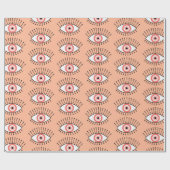 Boho Coral Pink Evil Eye Patroon Cadeaupapier (Vlak)