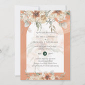 Boho Coral Terracotta Pampas Grass Wedding Kaart (Voorkant)